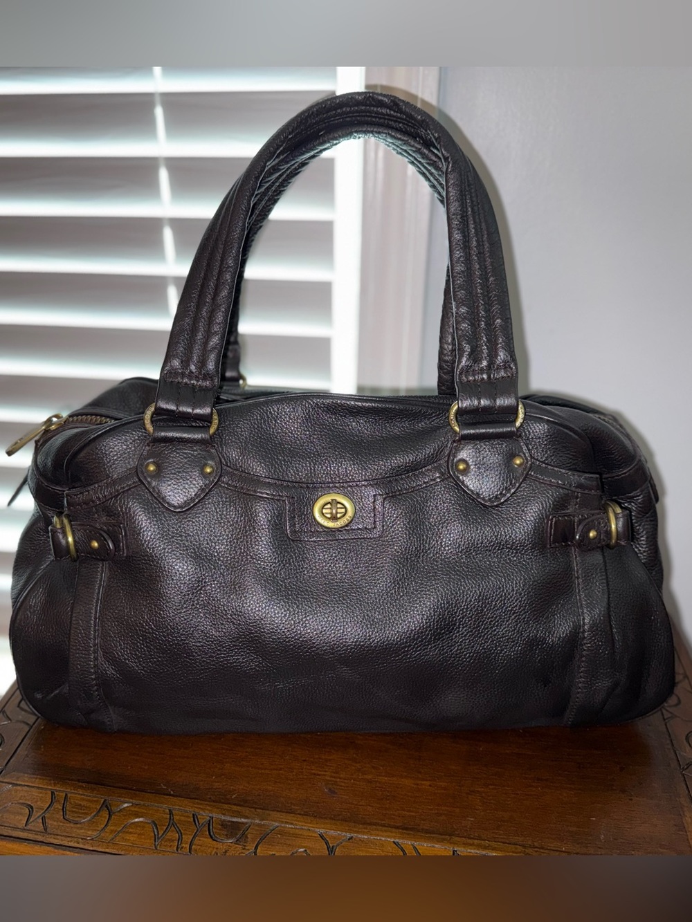 Marc By Marc Jacobs Heidi Totally Turn Lock Black Leather Satchel Shoulder Bag